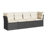 vidaXL Set Divani da Giardino 4 pz con Cuscini Nero in Polyrattan