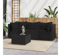 vidaXL Set Divani da Giardino 4 pz con Cuscini Nero in Polyrattan