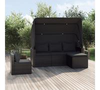 vidaXL Set Divani da Giardino 4 pz con Cuscini Nero in Polyrattan