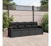 vidaXL Set Divani da Giardino 4 pz con Cuscini Nero in Polyrattan