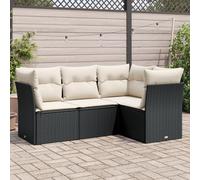 Set Divani da Giardino 4 pz con Cuscini Nero in Polyrattan