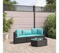 DIVANI DA GIARDINO VIDAXL 4 pz con Cuscini Nero in Polyrattan - 3308364