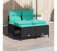 vidaXL Set Divani da Giardino 4 pz con Cuscini Nero in Polyrattan