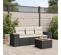 vidaXL Set Divani da Giardino 4 pz con Cuscini Nero in Polyrattan
