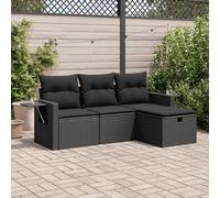 Set Divani da Giardino 4 pz con Cuscini Nero in Polyrattan