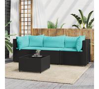 vidaXL Set Divani da Giardino 4 pz con Cuscini Nero in Polyrattan