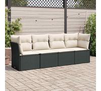 vidaXL Set Divani da Giardino 4 pz con Cuscini Nero in Polyrattan
