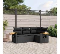 vidaXL Set Divani da Giardino 4 pz con Cuscini Nero in Polyrattan