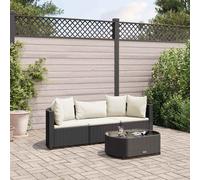 vidaXL Set Divani da Giardino 4 pz con Cuscini Nero in Polyrattan