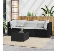 vidaXL Set Divani da Giardino 4 pz con Cuscini Nero in Polyrattan