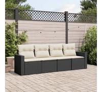 vidaXL Set Divani da Giardino 4 pz con Cuscini Nero in Polyrattan