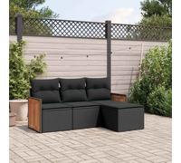 vidaXL Set Divani da Giardino 4 pz con Cuscini Nero in Polyrattan