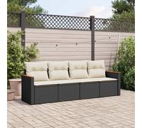 vidaXL Set Divani da Giardino 4 pz con Cuscini Nero in Polyrattan