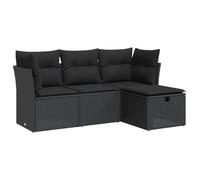 vidaXL Set Divani da Giardino 4 pz con Cuscini Nero in Polyrattan, Set di salotti da Giardino, Divano per Giardino, Set di divani ad Angolo da Esterno