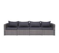 vidaXL Set Divani da Giardino 4 pz con Cuscini per Schienale e Seduta Sofa Arredi per Esterni Salotto in Polyrattan Grigio e Acciaio Verniciato