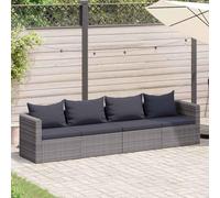 vidaXL Set Divani da Giardino 4 pz con Cuscini per Schienale e Seduta Sofa Arredi per Esterni Salotto in Polyrattan Grigio e Acciaio Verniciato