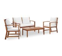 vidaXL Set Divani da Giardino 4 pz con Cuscini Robusto Elegante Rustico Sofa Sedie Tavolino Arredi per Esterni Naturale Legno Massello di Acacia