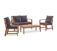 vidaXL Set Divani da Giardino 4 pz con Cuscini Robusto Elegante Rustico Sofa Sedie Tavolino Arredi per Esterni Naturale Legno Massello di Acacia