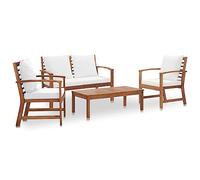 vidaXL Set Divani da Giardino 4 pz con Cuscini Robusto Elegante Rustico Sofa Sedie Tavolino Arredi per Esterni Naturale Legno Massello di Acacia
