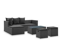 vidaXL Set Divani da Giardino 4 pz con Cuscini Salotto da Esterno Salottino per Patio Arredo da Esterni Arredamento Giardino in Polyrattan Nero