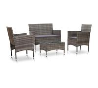 vidaXL Set Divani da Giardino 4 pz con Cuscini Salotto da Esterno Salottino per Patio Arredo da Esterni Arredamento Giardino in Polyrattan Grigio