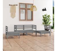 vidaXL Set Divani da Giardino 4 pz Grigio in Legno Massello di Pino