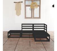 vidaXL Set Divani da Giardino 4 pz Nero in Legno Massello di Pino