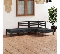 vidaXL Set Divani da Giardino 4 pz Nero in Legno Massello di Pino