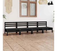 VidaXL Set Divani da Giardino 4 pz Nero in Legno Massello di Pino