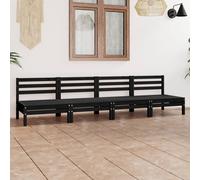 vidaXL Set Divani da Giardino 4 pz Nero in Legno Massello di Pino