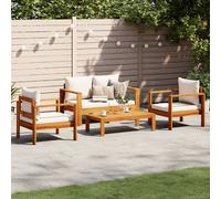 vidaXL Set Divani da Giardino 4pz con Cuscini Legno Massello di Acacia