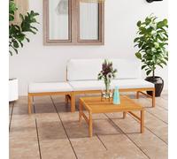 vidaXL Set Divani da Giardino 4pz Cuscini Crema Legno Massello di Teak