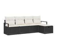vidaXL Set divani da Giardino, 5 Pezzi, con Cuscini Neri in Rattan Sintetico. Piedini Regolabili, Design modulare, Resistente alle intemperie, per arredare Il Tuo Patio.