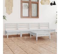 vidaXL Set Divani da Giardino 5 pz Bianco in Legno Massello di Pino