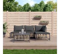 vidaXL Set Divani da Giardino 5 pz con Cuscini Antracite in Polyrattan