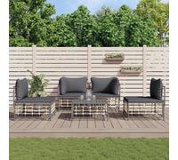 vidaXL Set Divani da Giardino 5 pz con Cuscini Antracite in Polyrattan
