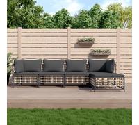 vidaXL Set Divani da Giardino 5 pz con Cuscini Antracite in Polyrattan