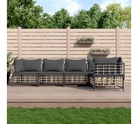 vidaXL Set Divani da Giardino 5 pz con Cuscini Antracite in Polyrattan