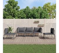 vidaXL Set Divani da Giardino 5 pz con Cuscini Antracite in Polyrattan