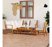 vidaXL Set Divani da Giardino 5 pz con Cuscini Crema in Legno Acacia