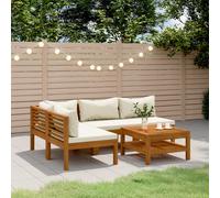 vidaXL Set divani da giardino 5 pz con cuscini crema in legno di acacia
