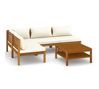 vidaXL Set Divani da Giardino 5 pz con Cuscini Crema in Legno Acacia