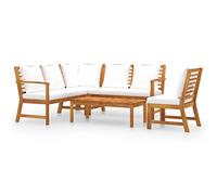 vidaXL Set Divani da Giardino 5 pz con Cuscini Crema in Legno Acacia