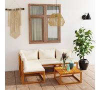 vidaXL Set Divani da Giardino 5 pz con Cuscini Crema Massello Acacia