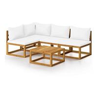 vidaXL Set Divani da Giardino 5 pz con Cuscini Crema Massello Acacia