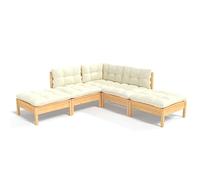 vidaXL Set Divani da Giardino 5 pz con Cuscini Crema Massello di Pino