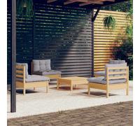 vidaXL Set Divani da Giardino 5 pz con Cuscini Grigi Massello di Pino