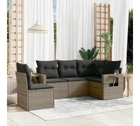 vidaXL Set Divani da Giardino 5 pz con Cuscini Grigio in Polyrattan