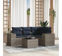 vidaXL Set Divani da Giardino 5 pz con Cuscini Grigio in Polyrattan