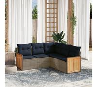 vidaXL Set Divani da Giardino 5 pz con Cuscini Grigio in Polyrattan